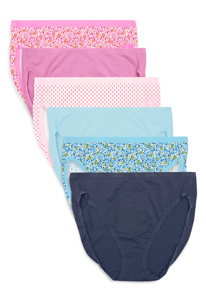 Fruit of the Loom® Women's Cotton Stretch Hi-Cuts Panties - 6 Pack TAG  FREE 