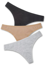Load image into Gallery viewer, Cotton Stretch Thong 3 Pack
